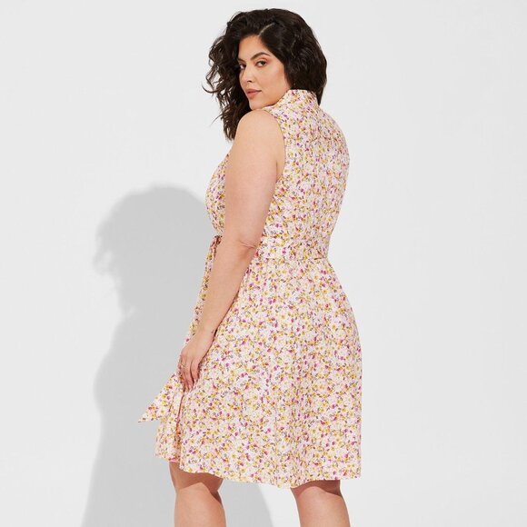 Torrid Poplin Collared Shirt Dress Sunshine Ditsy Floral Size 1X (14-16) NWT - Picture 3 of 6